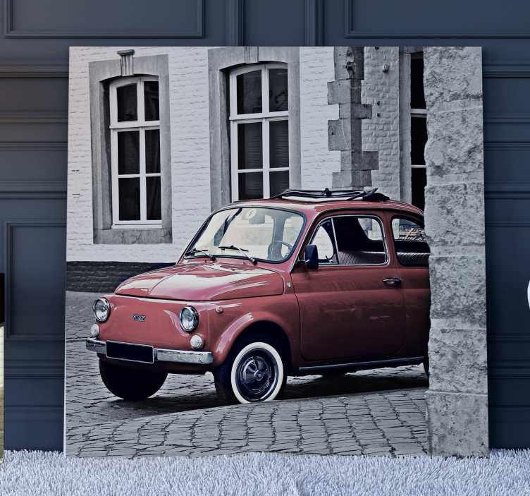 Quadro vintage carro vermelho clássico - TenStickers
