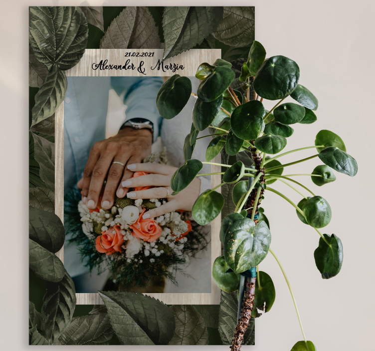 Quadros decorativos personagens mãos e buquê de casamento - TenStickers