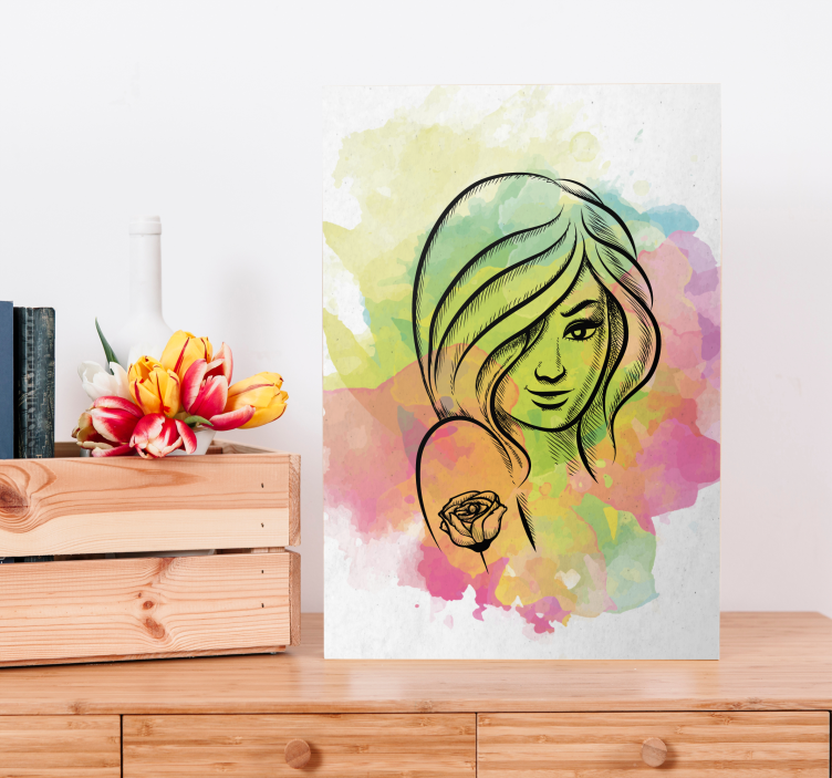Quadros decorativos personagens retrato feminino em aquarela - TenStickers
