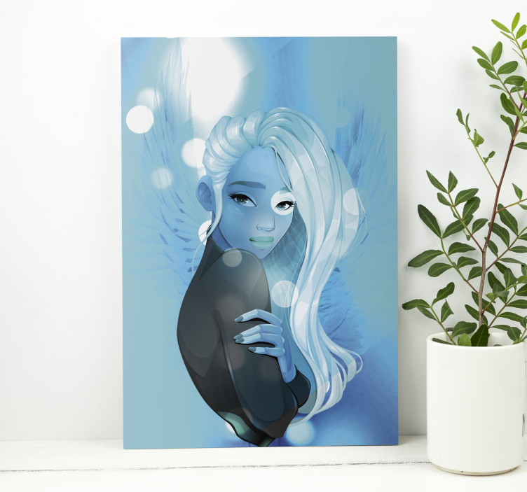 Quadros decorativos personagens figura de cabelo azul - TenStickers
