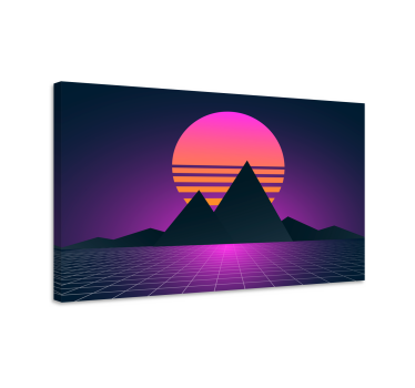 Quadro vintage paisagem montanhosa de ondas sintéticas - TenStickers