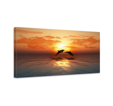 Quadro em 3D 3d delfines nadando - TenStickers