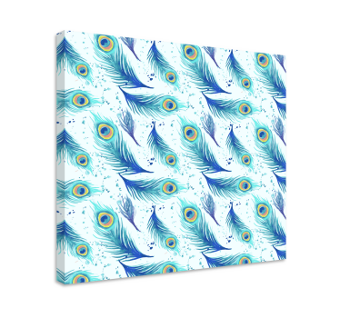Quadro Decorativo de penas Plumas azules estilo acuarela - TenStickers
