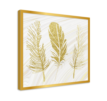 Quadro Decorativo de penas Plumas sobre fondo dorado - TenStickers
