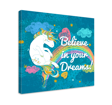 Quadro de unicórnios Frase multicor unicórnio - TenStickers