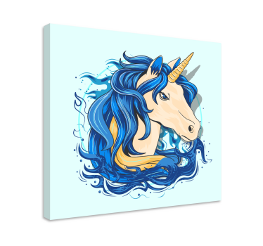 Quadro de unicórnios Verdadeiros unicórnios em tons de azul - TenStickers