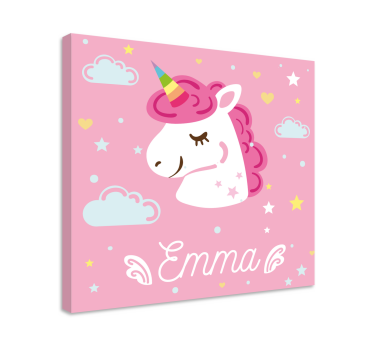 Quadro de unicórnios Unicórnios rosa com nome - TenStickers