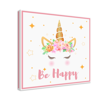 Quadro de unicórnios Frase unicórnios seja feliz - TenStickers
