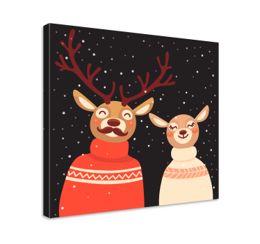 Quadro com veados casal de renas festivas - TenStickers