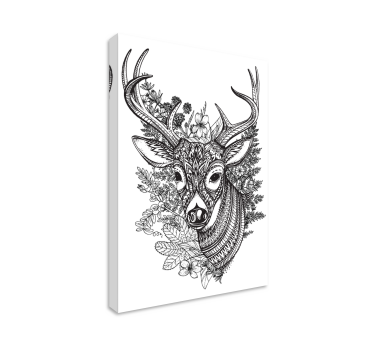 Quadro Decorativo de veados Chifres de veado com flores - TenStickers