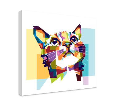 Quadro Decorativo de gatos Gato geométrico - TenStickers