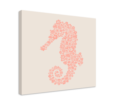 Quadro de elefantes design floral de cavalo-marinho - TenStickers