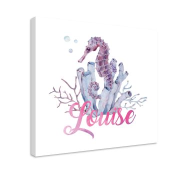 Quadro Decorativo com nome Cavalo marinho aquarela - TenStickers