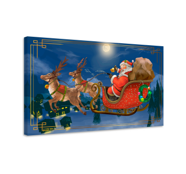 Quadro 3d trenó alegre do papai noel - TenStickers