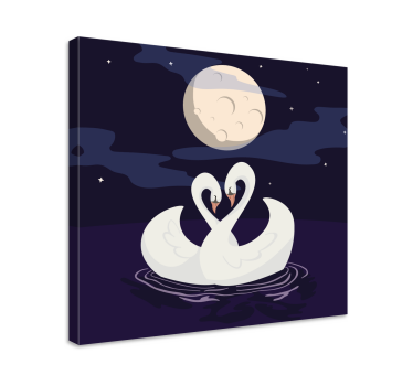 Quadro animais cisnes abraçando a luz da lua - TenStickers