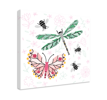 Quadro de borboletas insetos e flores - TenStickers