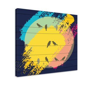 Quadro de pássaros silhuetas de círculos retrô - TenStickers