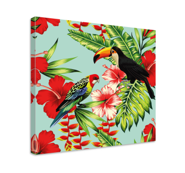 Quadro animais pássaros tropicais em flores - TenStickers