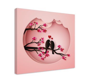 Quadro Decorativo de pássaros Pássaros modernos se beijando - TenStickers