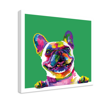 Quadro Decorativo de cães Arco-íris de buldogue francês - TenStickers
