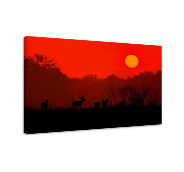 Quadro com veados ao pôr do sol - TenStickers