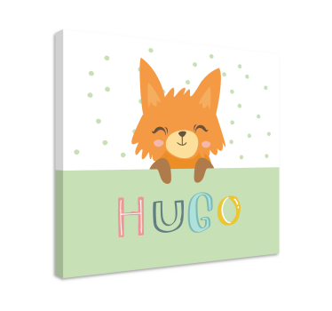 Quadro para quarto bebê Raposa nórdica com nome - TenStickers