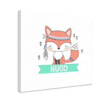 Quadro para quarto bebê Raposa étnica com nome - TenStickers