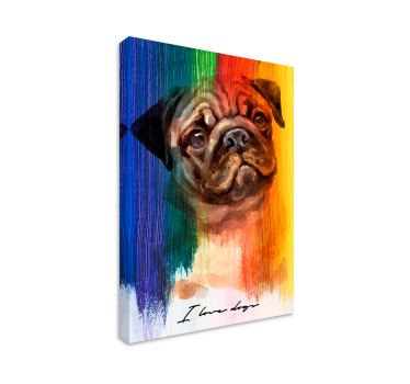 Quadro de cães retrato adorável de pug - TenStickers
