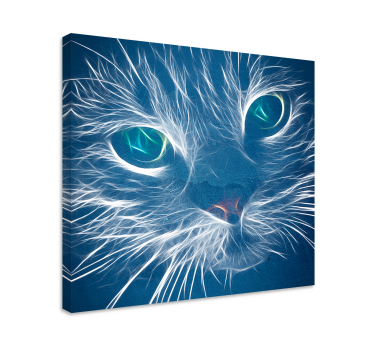 Quadro Decorativo de gatos Gato abstrato azul - TenStickers