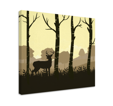 Quadro com veados silhueta de cervo entre Árvores - TenStickers