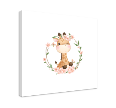 Quadro de animais Girafa com flores da coroa - TenStickers