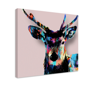 Quadro com veados cabeça de cervo colorida - TenStickers