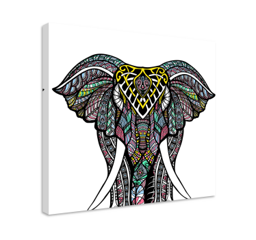 Quadro Decorativo de elefantes Elefante étnico multicolorido - TenStickers