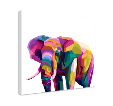 Quadro Decorativo de elefantes Elefante multicolor realista - TenStickers