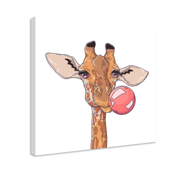 Quadro de animais Girafa com chiclete - TenStickers