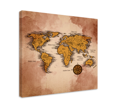Quadro decorativo mapa mundi Vintage com nomes - TenStickers