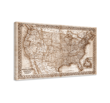 Quadro decorativo mapa mundi Vintage américa do norte - TenStickers