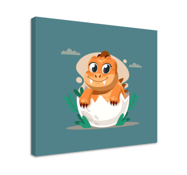 Quadro de dinossauro fofinho saindo do ovo - TenStickers