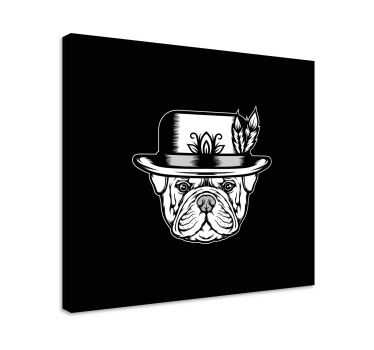 Quadro Decorativo de cães Bulldog em fundo preto - TenStickers