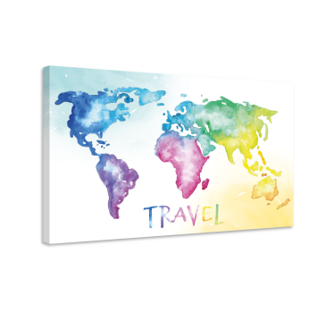 Quadro decorativo mapa mundi Viagem em aquarela - TenStickers