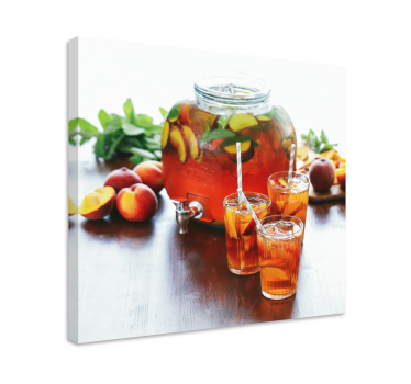 Quadro Decorativo de vinícola Pêssegos e copos de vidro - TenStickers