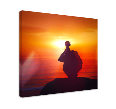 Quadro decorativo abstrato silhueta ao pôr do sol - TenStickers