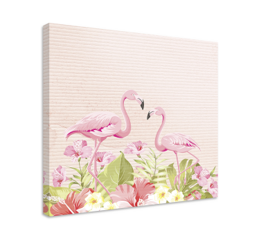 Quadro de animais Flores tropicais e flamingos - TenStickers
