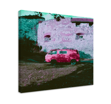 Quadro com o abecedário furgão rosa vintage - TenStickers