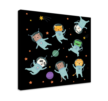 Quadro animais aventura cósmica dos animais - TenStickers
