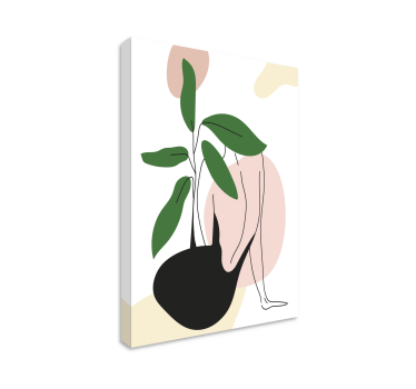 Quadro decorativo abstrato figura feminina com planta - TenStickers