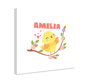 Quadro 3d pássaro amarelo alegre - TenStickers