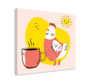 Quadro animais galinha feliz pela manhã - TenStickers