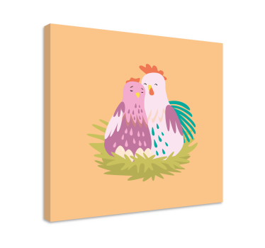 Quadro animais casal de galinhas no ninho - TenStickers
