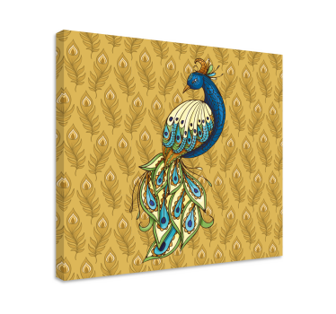 Quadro Decorativo de pássaros Flores douradas de peru floral - TenStickers